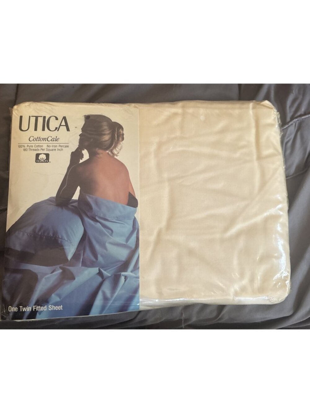 UTICA J.P. Stevens Twin Fitted Sheet NO IRON PERCALE Cream 39x75” Vintage NEW